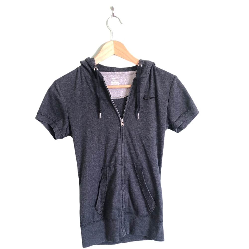 Nike Gray Short Sleeved Full Zip Hoodie XS